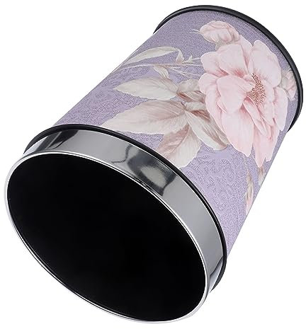 Artibetter Poubelle Rétro sans Couvercle 5l en Acier Inoxydable Anneau Renforcé, Poubelle De Salle De Bain Bureau, Corbeille à Papier Décorative Violette Adaptée à La Maison
