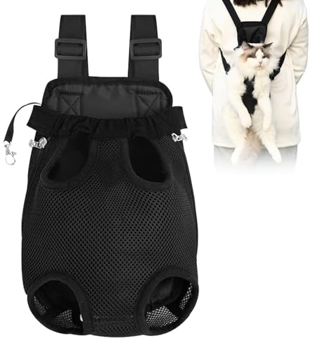 HTTDSLF Haustier Rucksack Hund Katzen Tragetasche, Verstellbarer Hunde-Tragerrucksack, Haustier-Tragerucksack, für Klein Mittler Hunde Katzen Welpen, M, Schwarz