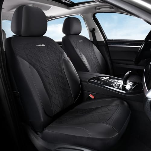 Coverado Front Seat Covers, Automotive Seat Covers 2 Seats, Leather Car Protectors 2-Pack, Auto Seat Covers Spill-Proof Design Universal Fit for SUV, Vans, Sedan, Truck