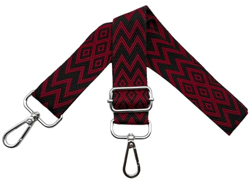 Fickremmar för ombyte, justerbar axelrem för väskor, väskrem bred 3,8 cm axelrem med karbinhake silver, axelrem för damer bärrem väskor DIY, svart/röd, X22