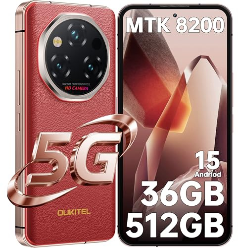 OUKITEL WP210 Rugged Smartphone 5G, Dimensity 8200+ 5G Phone, 36GB+512GB, 6.7 FHD+ AMOLED, 108MP+32MP Camera, 45W Fast Charge, Rugged Phones Android 15, 13.7mm Slim, Support OTA, NFC, GPS, Red
