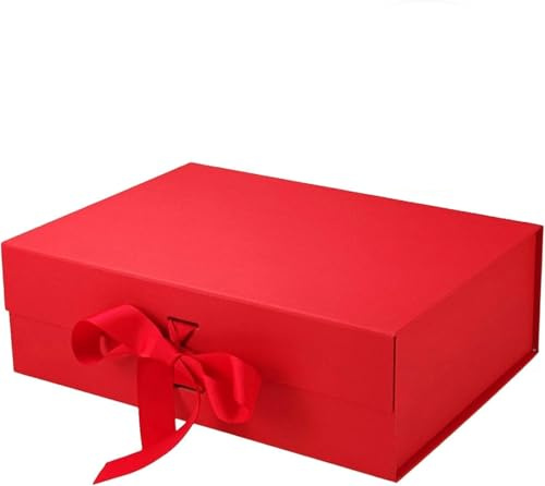 Scatola regalo con fiocco, scatola regalo magnetica con coperchio, per compleanni, Natale, riutilizzabile, San Valentino, Rosso