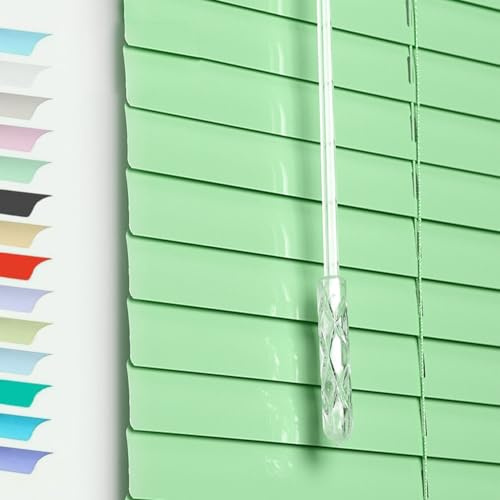 Persianas Venecianas de Aluminio 55 68 70 92 104 125 130 145 160 170 155 150 185 190 200 215, Protección Solar y Privacidad, Montaje Incluido, 25mm Cortinas de Cocina, Baño, Domitorio(Yellow Green)