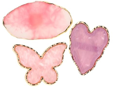 Paleta de 3 Piezas para Decoración de Uñas y Mezclar Esmaltes | Resina y Aleación de Zinc, Formato Compacto y Ligero, Uso en Salón de Uñas Casa