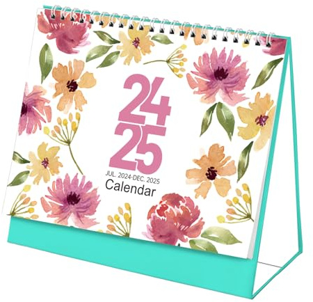 Tischkalender 2024-2025 - Ein 18-monatiger Stehkalender von Juli 2024 bis Dezember 2025; ein monatlicher Desktop-Planer mit Memo-Seiten und starker Bindung für Büros.