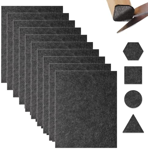 10 Stück Filzgleiter Selbstklebend, 16 x 20 cm, 5 mm Dicke, Filzmatten zum Zuschneiden für Stühle & Möbel, Möbelgleiter aus Filz für Parkett, Kratzschutz & Geräuschdämpfung