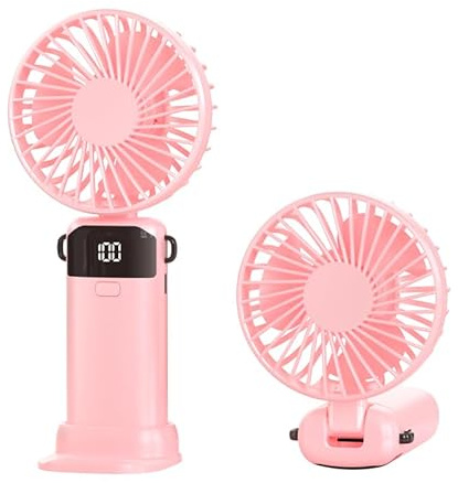 Handventilator, Tragbarer Mini 3-in-1 Persönlicher Hals-/Schreibtisch-/Handventilator, USB-C Wiederaufladbar mit 5 Geschwindigkeiten bis zu 10H, LED-Display, Faltbare Desktop-Ventilatoren für Reisen