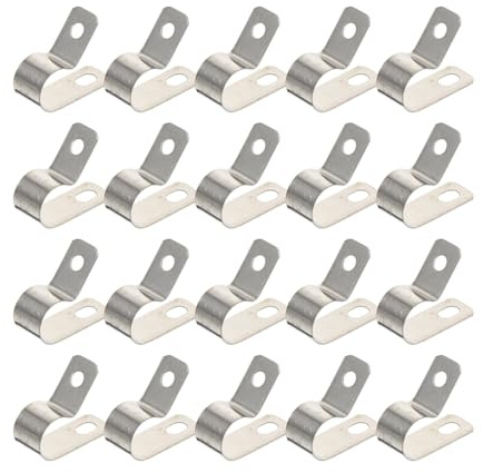 ULTECHNOVO 20 Pezzi Fermacavo Tipo R in Acciaio Inox, Clip Metalliche per Cavi