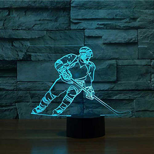 Jinson well 3D eishockey spielerled Lampe optische Illusion Nachtlicht, 7 Farbwechsel Touch Switch Tisch Schreibtisch Dekoration Lampen mit Acryl Flat Base USB Spielzeug