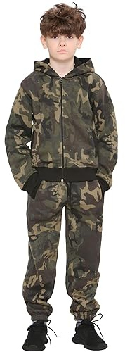 A2Z 4 Kids Girls Tracksuit Hooded Sweatshirt Camouflage Top Bottoms Comfortable - T.S A2Z Camo Green 7-8