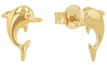 Amor Ohrstecker Damen Ohrschmuck, 1 cm, Gold, Delphin, Kommt in Schmuck Geschenk Box, 9979356