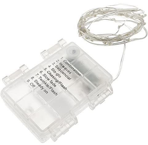 PrimeMatik - Tira de Luces Decorativas de 50 Luces LED IP44 y 8 Funciones Blanco día 3 Metros a Pilas