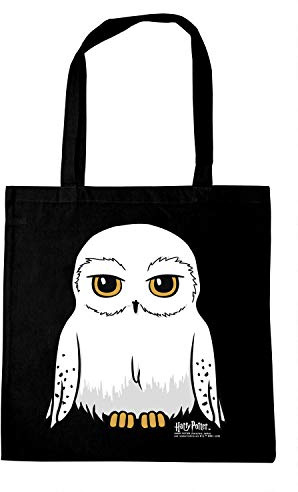 Logoshirt® Harry Potter bomullsväska I uggla Hedwig tygväska I tygpåse tryckt svart I jutepåse 100% bomull I tygpåse med långa bärhandtag I licensierad design
