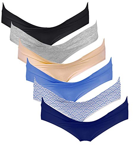 Intimate Portal Cotton Maternity Underwear Under the Bump Pregnancy Bikini Briefs Women Postpartum Panties 6 Pack Midnight Shore XXL
