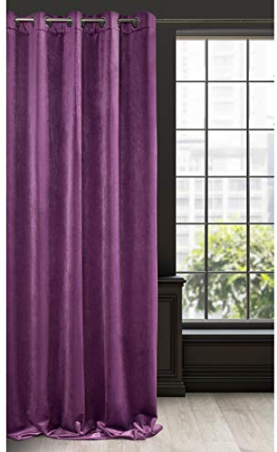 Eurofirany RIA Blickdicht Samtvorhang mit Ösen -1 Stk. Einfarbig Thermogardine, Verdunklungsgardine, Wohnzimmer, Schlafzimmer, Lounge, 290 g/m2, 140x250 cm, Dunkel Violett
