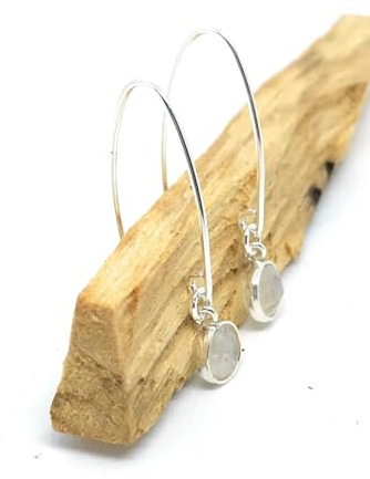 6mm natürlicher Mondstein Anhänger 925er Sterling Silber Haken Ohrringe