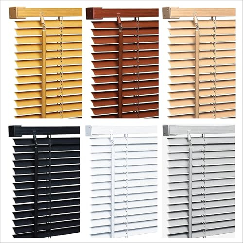 Funky Gadgets PVC Custom Made to Measure Blinds Window Venetian Blinds Easy Fit Curtains Trimmable Window blinds Child Safe Home Office 25mm Slats (Black - W90cm x L150cm)