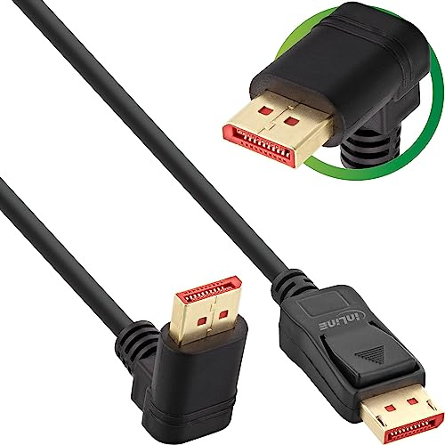 InLine DisplayPort 1.4-kabel, 8K4K, vinklad svart/guld, 2 m, 17152O