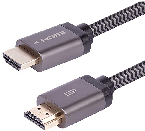 Monoprice 8K Certified Braided Ultra High Speed HDMI 2.1 Cable - 6 Feet - Black | 48Gbps, Compatible With Sony PS5, Microsoft Xbox Series X & Series S