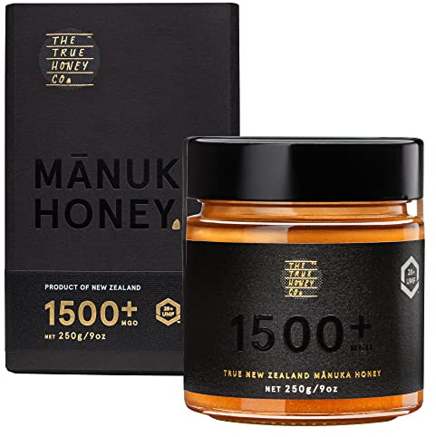 The True Honey Co. Miele di Manuka MGO 1500+ (UMF 28+) 250g | Certificato MGO e UMF | Esclusivo e di alta qualità | Prodotto e confezionato in Nuova Zelanda | In vetro con Signature Box | Di NZfyMe