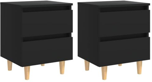vidaXL Nachttische 2 STK. mit Kiefernholz-Beinen Schwarz 40x35x50 cm