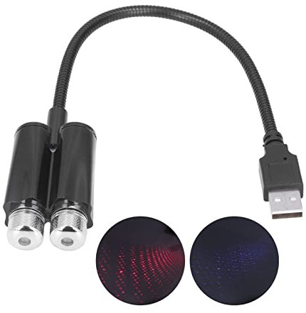 Aramox Voiture USB Ambient Projecteur Lumi¨¨re USB Ambiance Lampe Rouge Bleu ¨¦clairage Plug and Play Flexion Libre Flexible (Commande Vocale)(Commande Non vocale C202)