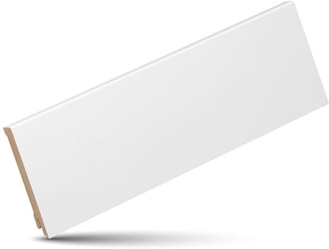 KGM Sockelleiste Modern Massivholz - Weiß, 2400 x 16 x 95 mm, 1 Stück | Fußleiste, Kiefer, lackiert, für Wohnräume, Flure & Büros, ExPress-Clip-Montage, Made in Germany