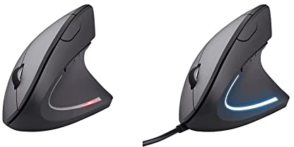 Trust Verto Mouse Verticale Wireless, Ergonomico senza Filo, 800/1200/1600 DPI, Microricevitore USB, 2.4GHz & Verto Mouse Verticale Cablato, Ergonomico con Filo, 1000/1600 DPI
