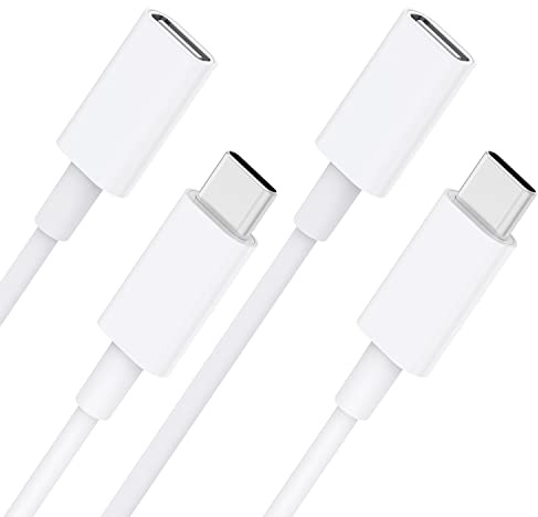 Stouchi 2Pack USB C Verlängerungskabel für Mag-safe Ladegerät Typ C Verlängerung für Stecker/Buchse 9V 3A für Mag safe 480Mbit/s Datenübertragung Kompatibel mit Magsafe Charger iPhone 14 50CM-Weiß