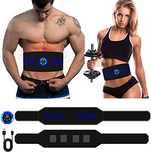 HDAKDDHG ABS Trainer Muscle Stimulator, EMS Muscle Stimulator, ABS Toning Belt for Men & Women, Abdominal Trainer Fitness Workout Equipmen, No Need Gel Pads, USB Rechargeable (6 Modes 19 Levels)