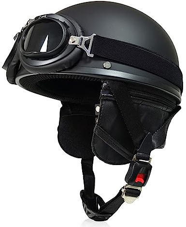 Demi-Jet Casque Bol Demi-Casque RéTro pour Moto Casque Homologué ECE Demi Coque Casque Crash Cruiser Chopper Scooter Casque Pilote RéTro Casque Jet Homme Et Femme Casque
