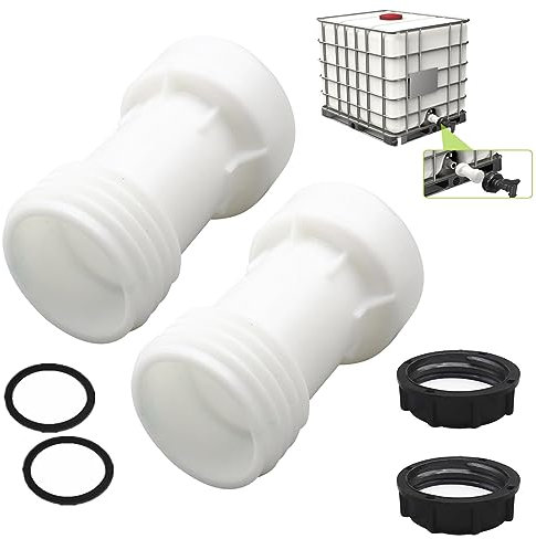 Etomvoop 2Pcs IBC Ton Barrel Extension Joint Plastic Joint Dust Drain Drainage Tube S60x6 60mm Coarse Thread IBC Adapter Extension Tube Fitting Suitable for Rainwater Tank