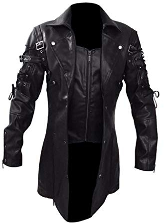 Generisch Punk Jacke Mit Nieten Leder Herren Jacke Aus Kunstleder Mit Stehkragen Übergangsoberteil Lässig Motorrad Piloten Reißverschluss Casual Klassisch Lederjacke