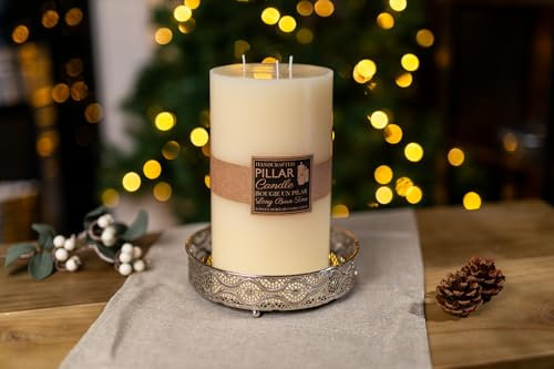 Marco Paul - Candele da chiesa a lunga durata, candele grandi color avorio con 3 stoppini, candele di cera non profumate, ideali per cene e cerimonie, decorazioni natalizie da tavola grande