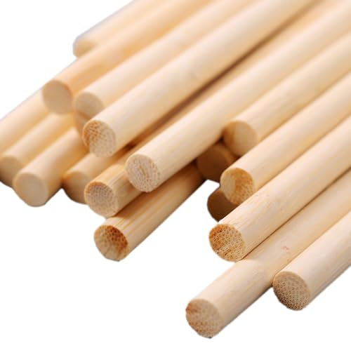 Wambere 30 Stück Bambusstäbe zum Basteln,Rund Holzstäbchen Holzstab Bastelstäbe Holzstäbe Wooden Rod Holzstange für DIY Handwerk Holzarbeiten Modellherstellung Heimdekoration Ornamente,7mmx30cm