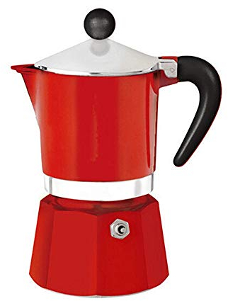 OQHAIR Mocha Pot Cafetera Espresso Utensilios de café caseros Mocha Pot Cafetera Espresso Cafeteras para Estufa (Color: Plata, Tamaño: 4 Tazas) (Rojo 3 Tazas)