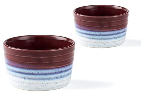 Creme Brulee - Juego de 2 cuencos de cerámica (2 unidades, 240 ml), color rojo