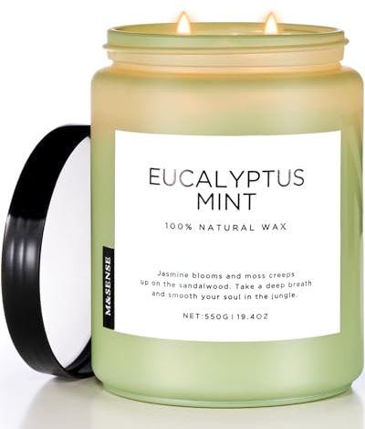M&SENSE candele profumate eucalipto e alla menta candle, candela di Natale di San Valentino regalo, idee regalo donnaper fetto per il rilassante meditazione, yoga, SPA, Fino a 110 Ore