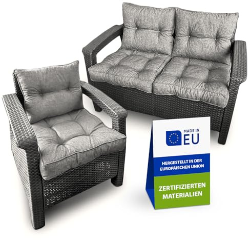 Pillows24 - Loungemöbel Kissen | Quadratische Sitzkissen 70x70 für Outdoor | Auflagen, Kissen & Polster für Gartenmöbel, Rattanmöbel, Lounge & Sessel | Made in EU | Hellgrau