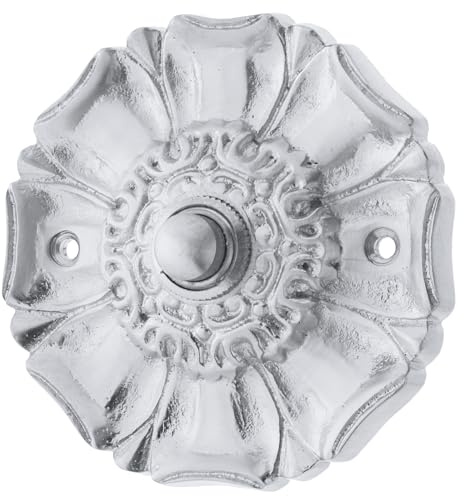 Ventano antike Türklingel Klingelplatte Klingelblech Messing vernickelt matt gebürstet silber historisch | Jugendstil handgemacht nach histosischen Vorlagen