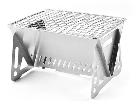 Barbacoa carbón, Parrilla de Carbón Plegable Portátil, Pequeña Parrilla de Acero Inoxidable, Barbacoa carbón plegable sobremesa para picnic al aire libre Jardín Camping (Size : Small)
