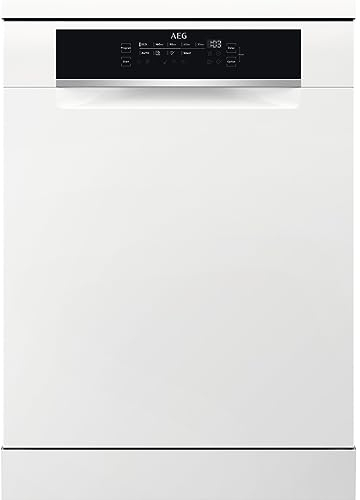 AEG FFB75707PW freistehender Geschirrspüler / Spülmaschine Serie 7000: mit Glasschutz / B / Besteckschublade / estra leise 42dB / 60 cm / personalisierte Zeit-Steuerung mit LED-Display