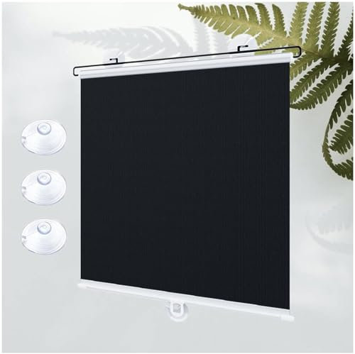 Xrdbfd Sonnenschutzrollos Ohne Bohren, Saugnapf-rollos, Tragbare Verdunkelungsrollos, Thermorollos, Seitenzugrollo, Temporäre Sichtschutz Jalousien Für Fenster Und Türen,Black-80x110cm/31 * 43in