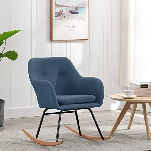 Chaduof Schaukelstuhl Blau Stoff, Stillsessel, Relaxstuhl, Lesesessel, Fütterungsstuhl, Relaxsessel - 289531