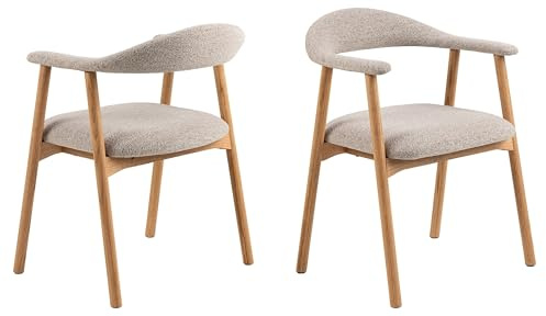 möbelando Holzstuhl >Addi< (2er-Set) in Beige, Stoff, Massivholz - 56x75,5x54cm (BxHxT)