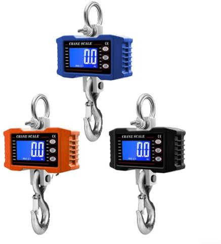 Digitale Hängewaage, 1000 kg Aluminium, digitale Gepäckwaage, Kranhakenwaage mit LCD-Hintergrundbeleuchtung, tragbare elektronische Waage für Wharf Wiegen (schwarz)