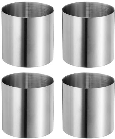 sourcing map 4PCS Round Cake Ring 2 x 2 Inch Seamless Stainless Steel Pastry Mousse Dessert Ring Mirror Coating for Baking Cooking Making Tool