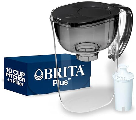 Brita Large 10 Cup Water Filter Pitcher, 1 BritaPlus Filter, Everyday, Black (Package May Vary)