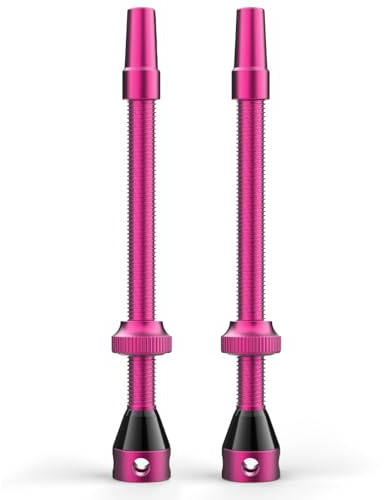 Shredr. Lot de valves Tubeless | Valves Presta pour pneus sans chambre à air | Aluminium super léger, anodisé multicolore, valve française | Pour jantes tubeless normales (rose, 80 mm)