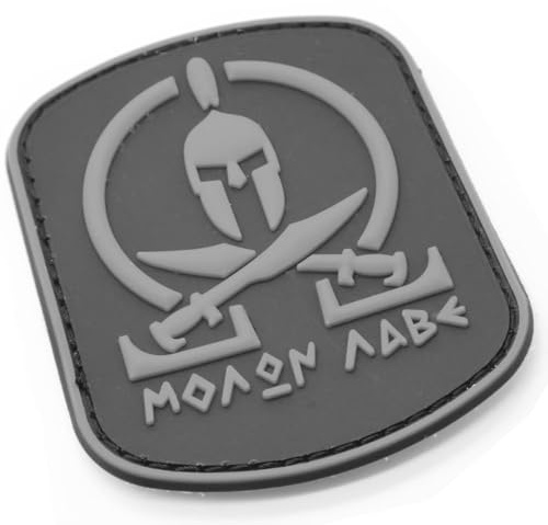 Spartanhjälm MOAON AABE taktisk moral-lapp 3D gummiväst emblem krok och ögla airsoft sparta (svart och grå)